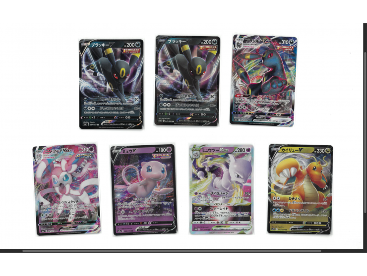 including Dragonite S10b 049/071, Mewtwo S10b 031/071, Mew S12a 053/172, Umbreon S6a 047/069 x2 &amp; S6a 048/069, and Sylveo